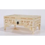 Cantonese ivory casket, with pierced foliate decoration, 11.5cm wide