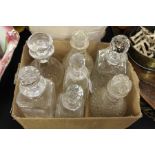 Pair of Georgian cut glass decanters, pair of square decanters, htree other decanters (7)