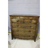 19th Century mahogany chest of drawers, two over three long drawers on bracket feet, 125cm wide