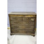 19th Century mahogany chest of drawers, the rectangular top above two short and three long
