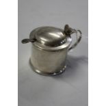 Edward VII silver mustard pot, London 1907, makers mark rubbed, the domed cover above a