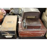 The Empire typewriter, housed in a brown leather case, Murphy radio, GPO style telephone bell,
