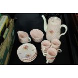 Mintons Rosetta pattern coffee service, the pink ground with foliate decoration, place settings