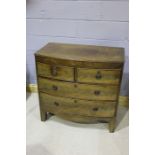 Victorian mahogany bow front chest of drawers, with two short drawers above two graduated drawers,