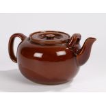 George VI pottery teapot, with brown glazed exterior, stamped to base "G.VI.R Double & Son Ltd.