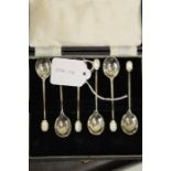 Set of six Elizabeth II Art Deco style silver coffee spoons, Sheffield 1956, maker Francis Howard