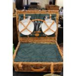 St Michael from Marks & Spencer wicker picnic hamper, the fitted interior with place settings for