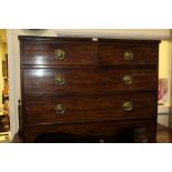 Victorian mahogany chest of drawers, with two short drawers over two graduated drawers, raised on