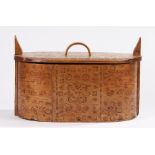 Scandinavian food box, with scorched geometric decoration, 42cm wide