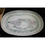 Oval platter, potted by David and Michelle Walters of the Particular pottery, the central field