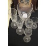 Collection of glass, to include a 19th Century rummer, a pair of flutes, a star engraved sherry