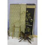 Asian room dividers, decorated with birds, foliage, and a geometric pattern, 180cm high, three