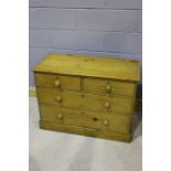 Victorian style pine chest of drawers, the rectangular top above two short drawers and two graduated