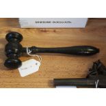 Turned ebonised gavel, 20cm long