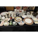 Porcelain and glass to include Royal Crown Derby imari pattern plate, Aynsley Var-I-Ete bowl,