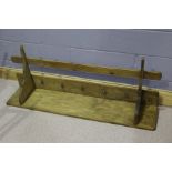 20th Century pine hanging shelf, 140cm wide, together with an early 20th Century mahogany
