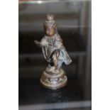 Bronze Buddha figure, depicted with right hand raised, 13cm high