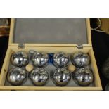 Petanque set, housed in a fitted case