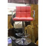 Red leather adjustable bar stool