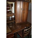 Furniture, to include a draw leaf table, four chairs, and cupboard (6)