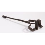 Cattle branding iron, with initials TV, 51cm long