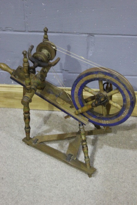 20th Century painted spinning wheel