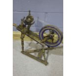 20th Century painted spinning wheel