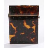 Regency tortoiseshell card case, with flower head design to the front and back, 10.5cm high
