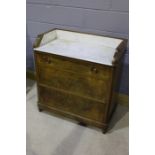 Victorian mahogany washstand, the extending marble top above three drawers, with what appears to