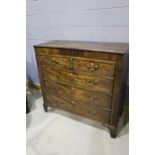 19th Century mahogany chest of drawers, with two short and three long drawers above bracket feet,