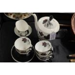 Royal Albert Masquerade pattern bone china part coffee service, consisting of coffee pot and