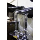 Pair of black leather adjustable bar stools (2)