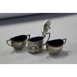 Victorian silver mustard pot and cover, Chester 1900, maker William Aitken, with reeded angular