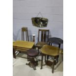 Collection of furniture, consisting of a teak nest of tables, three occasional tables, an Art Deco