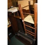 Victorian barley twist child's chair, together with an early 20th Century sewing table, with two