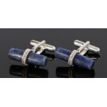 Pair of lapis lazuli cufflinks, with a rope twist mount