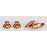 Pair of 9 carat gold dress buttons, single 9 carat gold cufflink, 2.8g