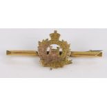 9 carat gold brooch, with central crest of the Suffolk regiment, gross weight 2.2g