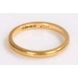 22 carat gold band, ring size L1/2, 2.9g