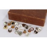 Collection of 9 carat gold and other dress studs and buttons, to include mother of pearl button