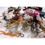 Costume jewellery to include bead necklaces, brooches, earrings, bracelets etc. (qty)