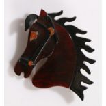 Lea Stein style brooch, modelled as a horses head, 55mm wide, 68mm high