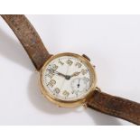 18 carat gold wristwatch, the white dial with Arabic numerals and subsidiary seconds dial, manual
