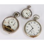 Continental silver open face pocket watch, Mira open face pocket watch, Hebdomas style open face