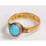 22 carat gold ring set with turquoise, 1.8g