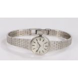 Avia 9 carat white gold ladies wristwatch, the signed silver dial with baton markers, manual