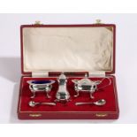 Elizabeth II silver condiment set, Sheffield 1970, makers Roberts & Belk Ltd, consisting of salt