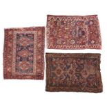 Persian Shiraz Zaronim rug, 122cm x 83cm, together with a Caucasian Zaronim rug 112cm x 76cm and a