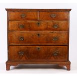George II walnut chest of drawers, the rectangular top above two short and three long graduated