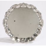 Edward VII silver salver, Sheffield 1901, maker James Dixon & Sons, with shell and scroll cast